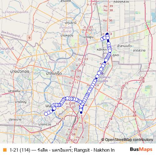 1-21 (114) bus Line Map
