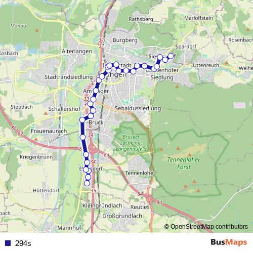 294s bus Line Map