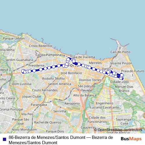 86-Bezerra de Menezes/Santos Dumont bus Line Map