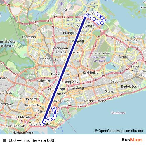 666 bus Line Map