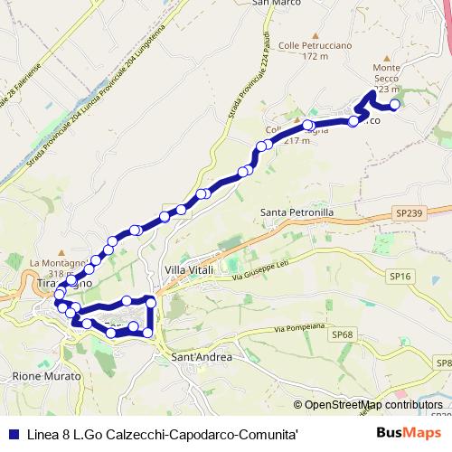 Linea 8 L.Go Calzecchi-Capodarco-Comunita' bus Line Map