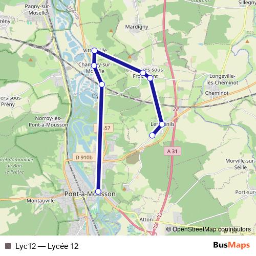 Lyc12 bus Line Map