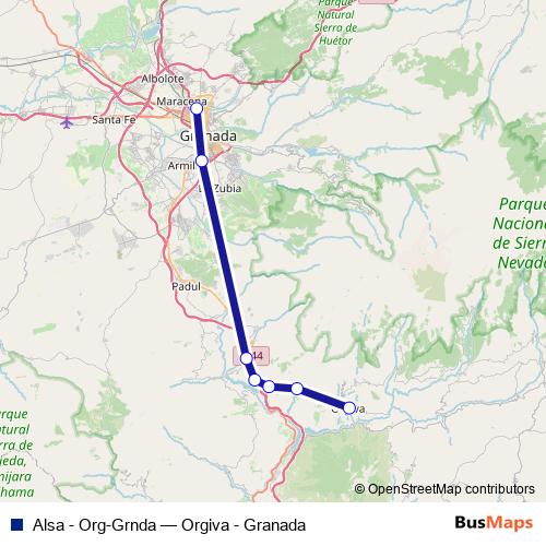 Alsa - Org-Grnda bus Line Map