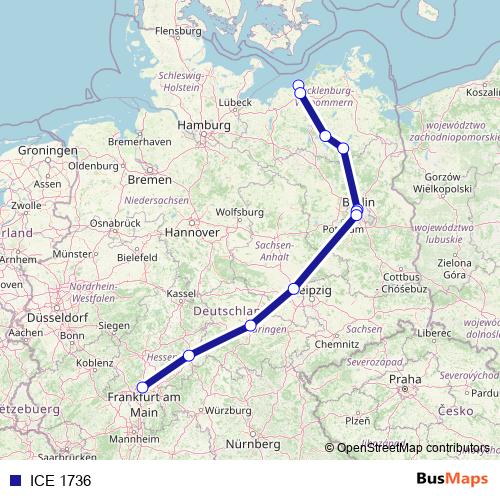 ICE 1736 rail Line Map