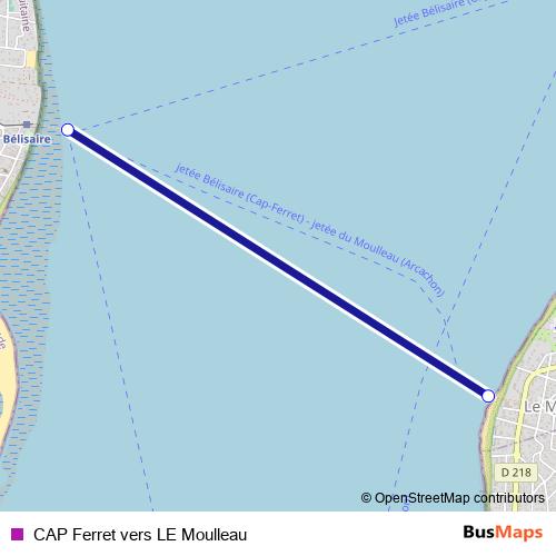 CAP Ferret vers LE Moulleau ferry Line Map