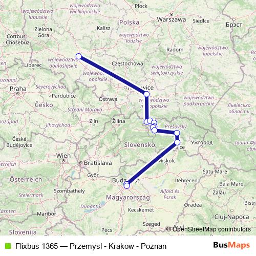 Flixbus 1365 bus Line Map
