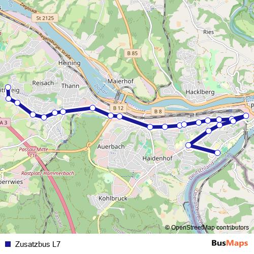 Zusatzbus L7 bus Line Map