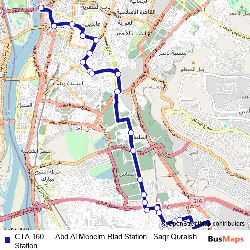 CTA 160 bus Line Map