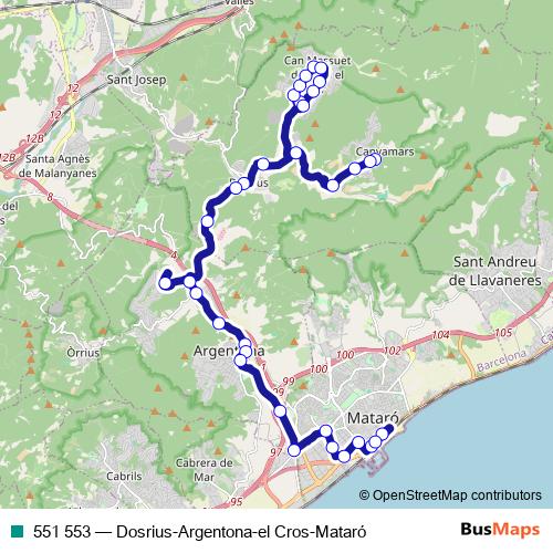 551 553 bus Line Map