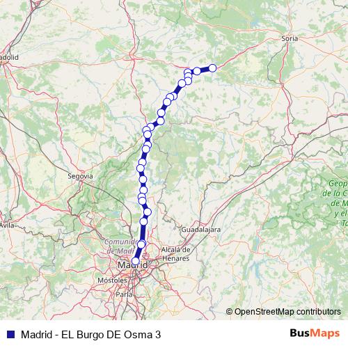 Madrid - EL Burgo DE Osma 3 bus Line Map