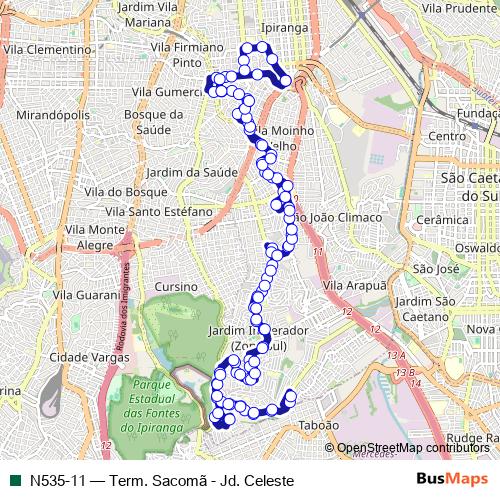 N535-11 bus Line Map