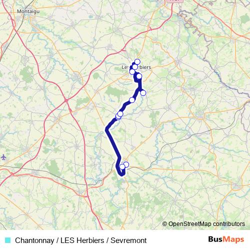 Chantonnay / LES Herbiers / Sevremont bus Line Map