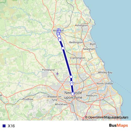 X16 bus Line Map