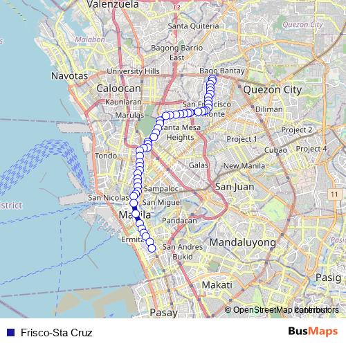 Frisco-Sta Cruz bus Line Map