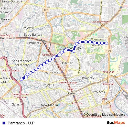 Pantranco - U.P bus Line Map