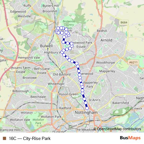 16C bus Line Map