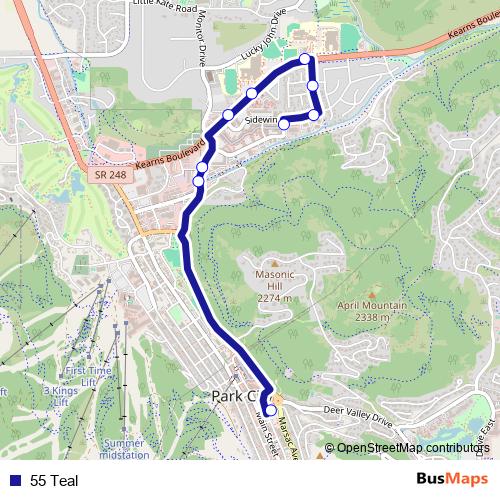 55 Teal bus Line Map
