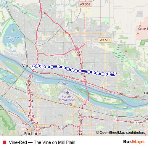 Vine-Red bus Line Map