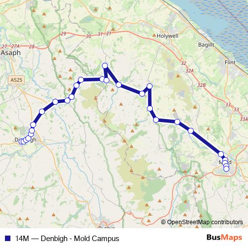 14M bus Line Map