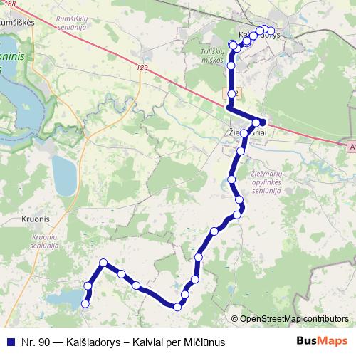Nr. 90 bus Line Map