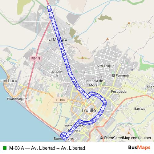 M-08 A bus Line Map