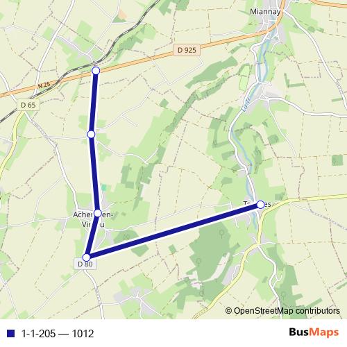 1-1-205 bus Line Map