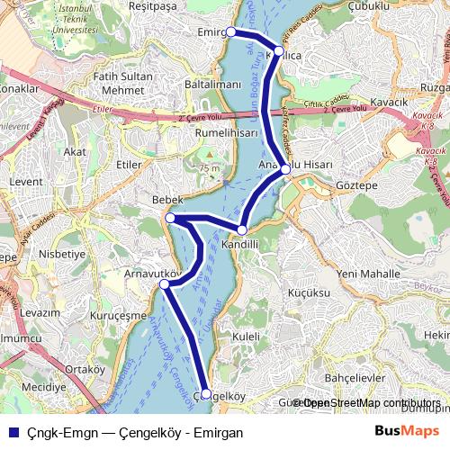 Çngk-Emgn ferry Line Map