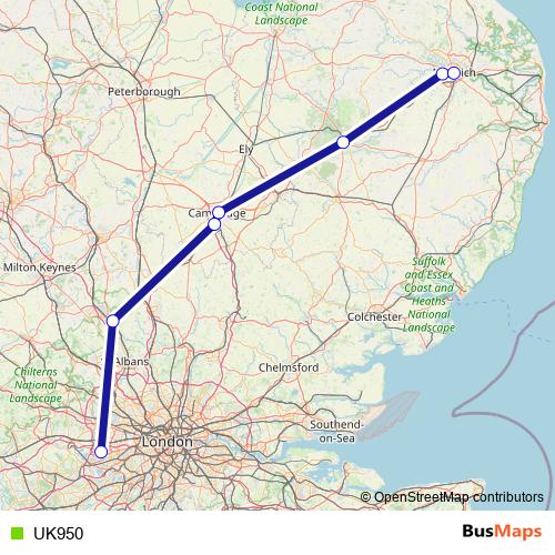 UK950 bus Line Map