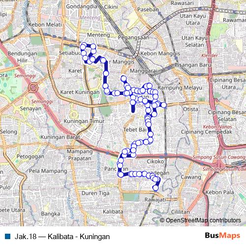 Jak.18 bus Line Map