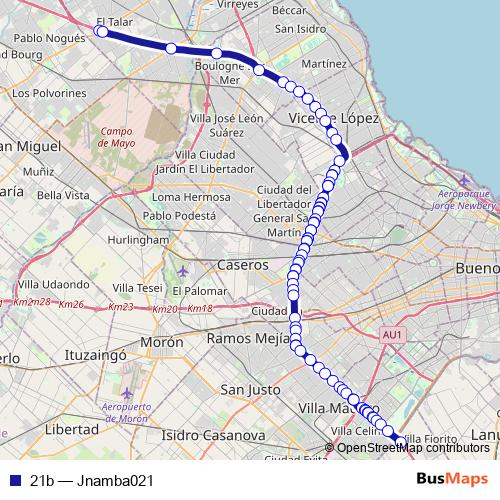 21b bus Line Map