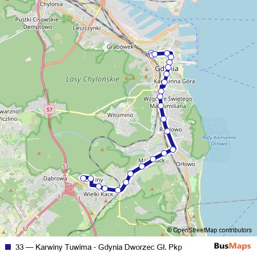 33 trolleybus Line Map