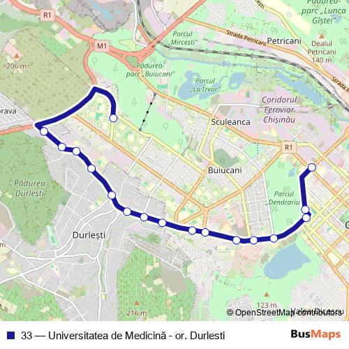 33 trolleybus Line Map