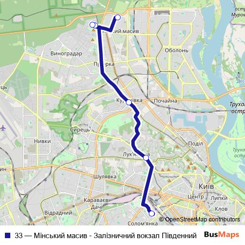 33 trolleybus Line Map