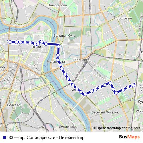 33 trolleybus Line Map
