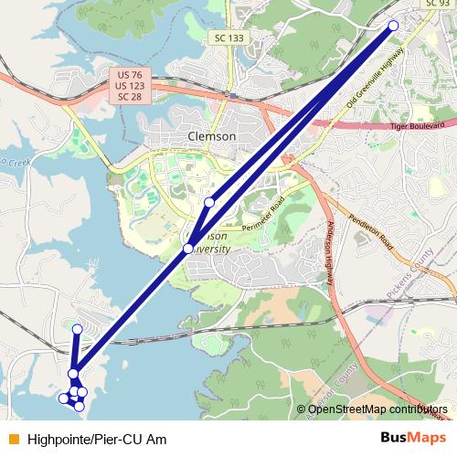 Highpointe/Pier-CU Am bus Line Map
