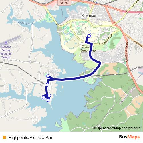Highpointe/Pier-CU Am bus Line Map