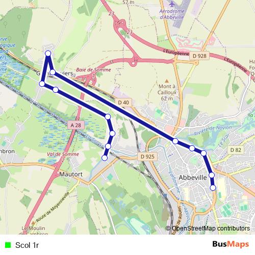 Scol 1r bus Line Map