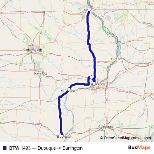 BTW 1493 bus Line Map