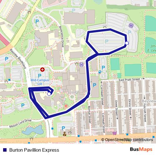 Burton Pavillion Express bus Line Map