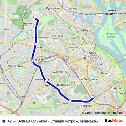 42 trolleybus Line Map
