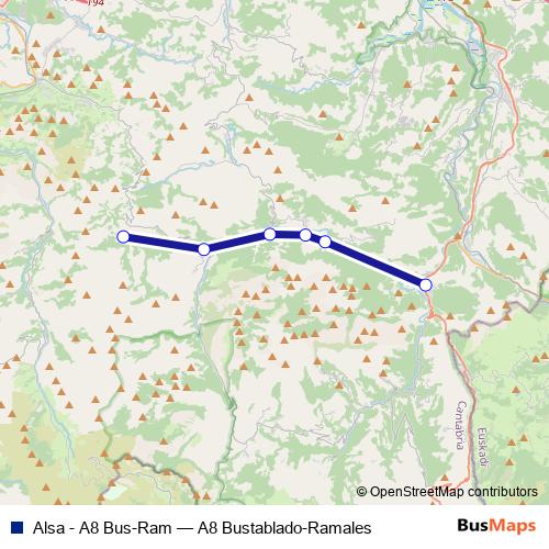 Alsa - A8 Bus-Ram bus Line Map