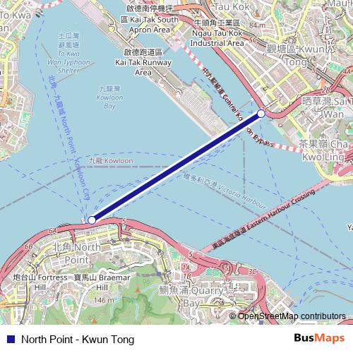 North Point - Kwun Tong ferry Line Map