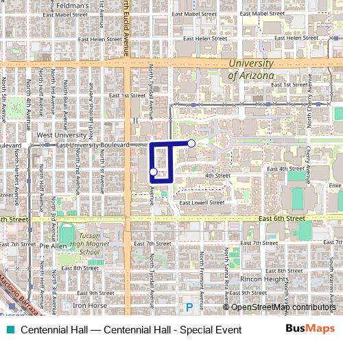 Centennial Hall bus Line Map
