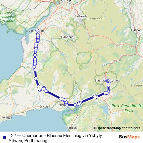 T22 bus Line Map