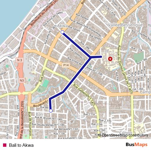 Bali to Akwa bus Line Map