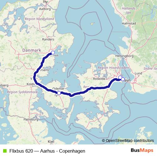 Flixbus 620 bus Line Map
