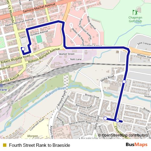 Fourth Street Rank to Braeside bus Line Map