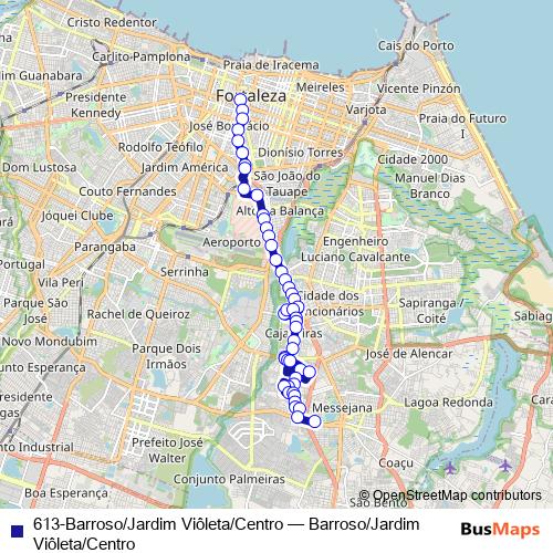 613-Barroso/Jardim Viôleta/Centro bus Line Map