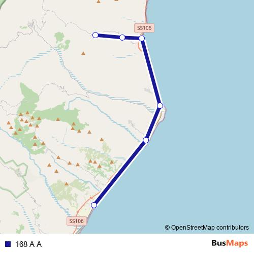 168 A A bus Line Map
