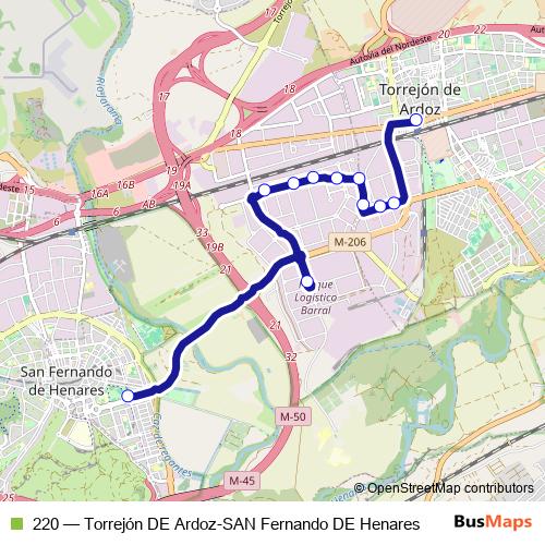 220 bus Line Map